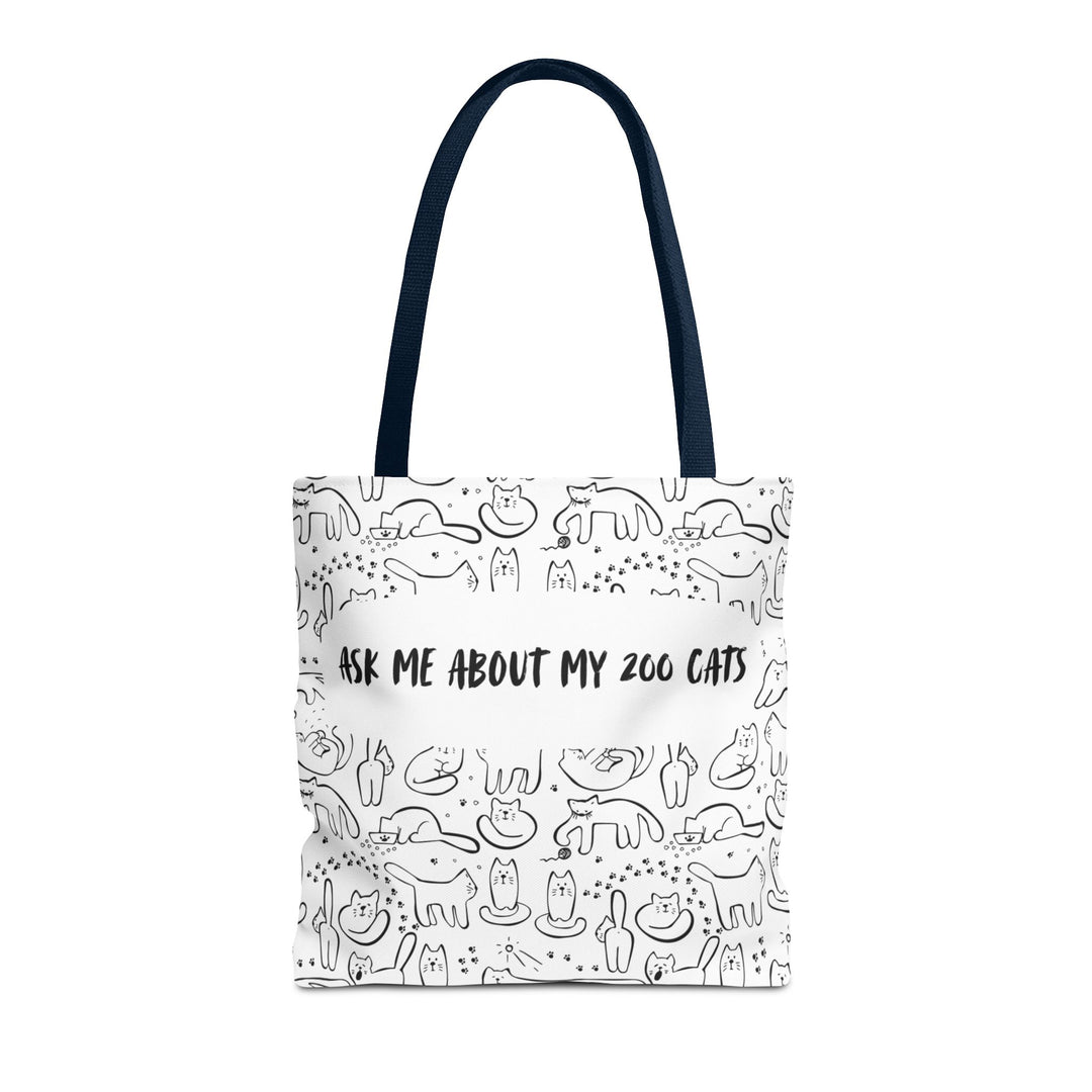 "Ask Me About My 200 Cats" Tote Bag