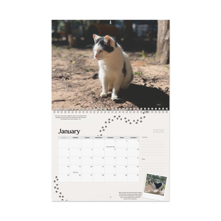 Coastal Cats and Critters Photo Wall Calendar – Monthly Planner with Paw Print Design